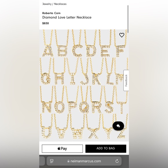 Roberto Coin 18K Yellow Gold and Diamond Initial ‘M’ Pendant Necklace - Picture 6 of 6